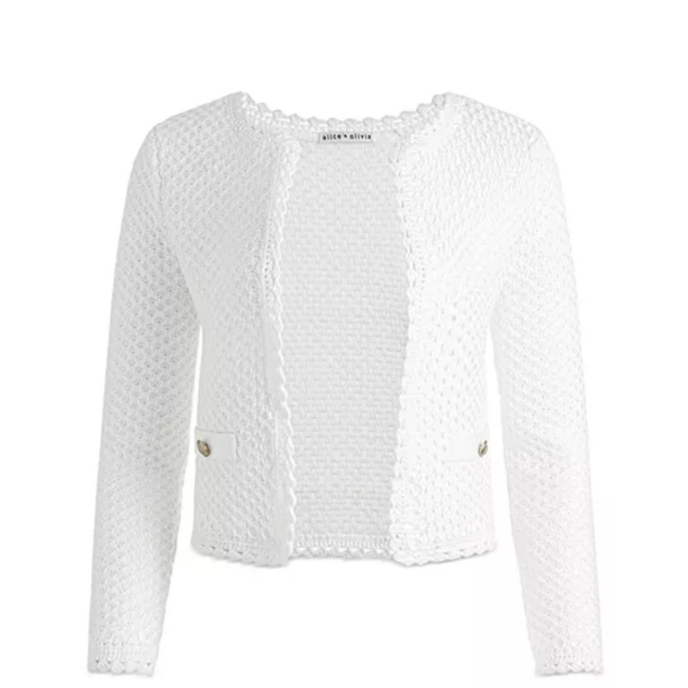 Alice and Olivia Noella Scalloped Knit Jacket Sz L